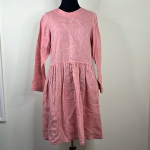 MARIO ROMANO Red Longsleeve Italian Linen Pockets Dress XS